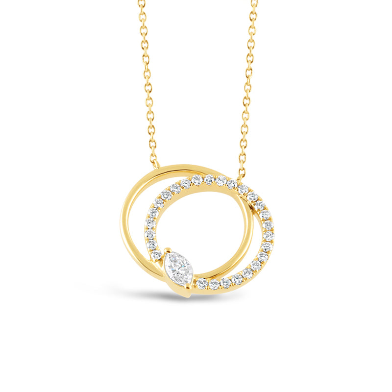Open Interlocking Circle Diamond Encrusted Pendant