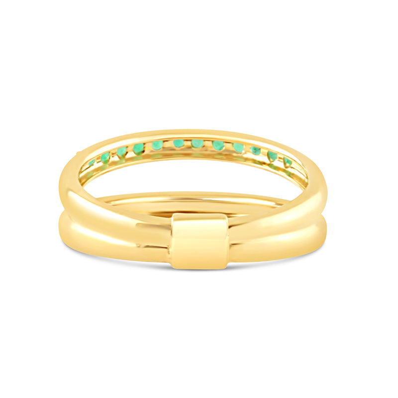 Double Row Offset Emerald Ring