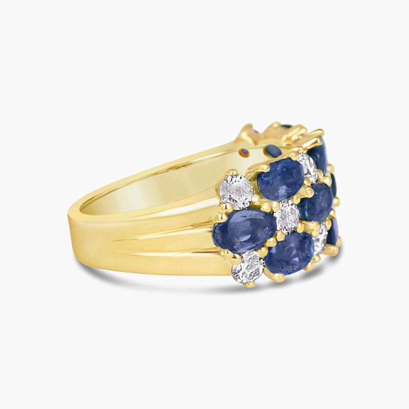 Rocks Sapphire & Diamond Triple Row Ring