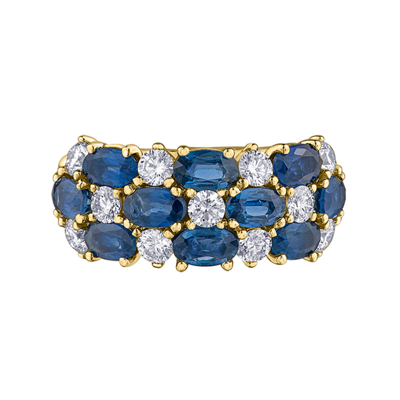 Rocks Sapphire & Diamond Triple Row Ring