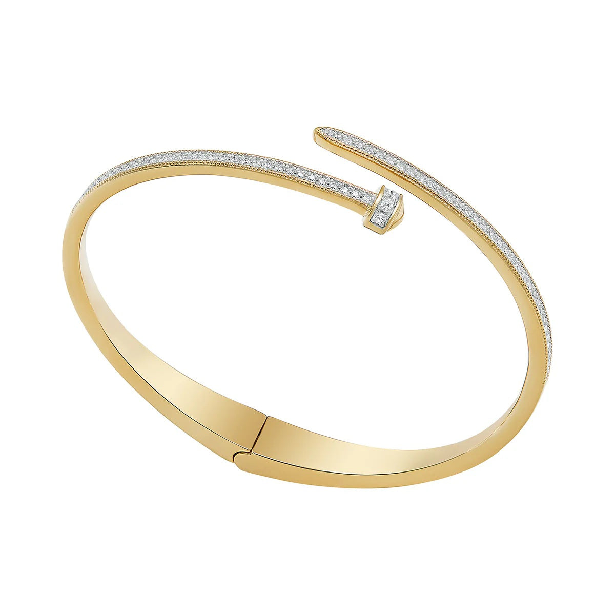 Nail Bangle - Gold & CZ