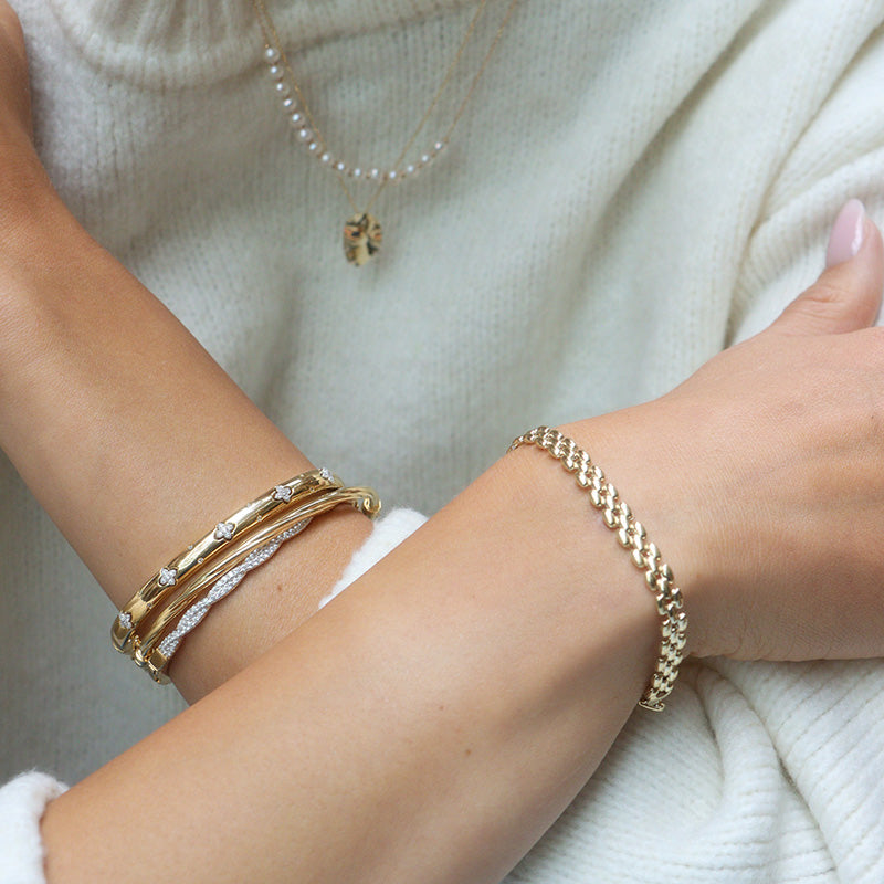 Twisted Bangle - Gold & CZ