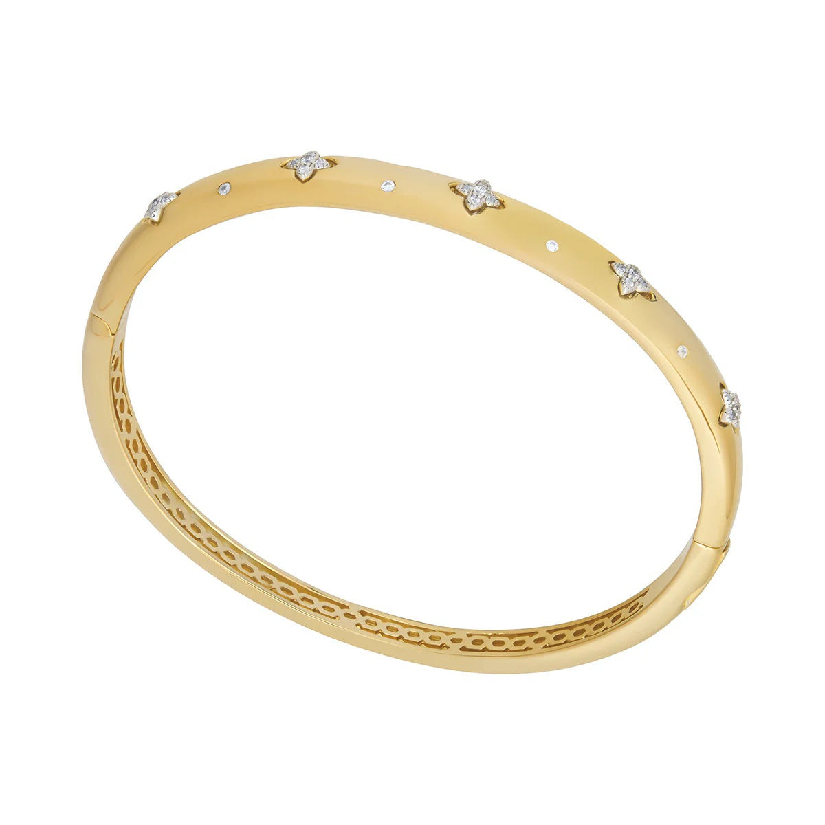 Clover Bangle - Gold & CZ