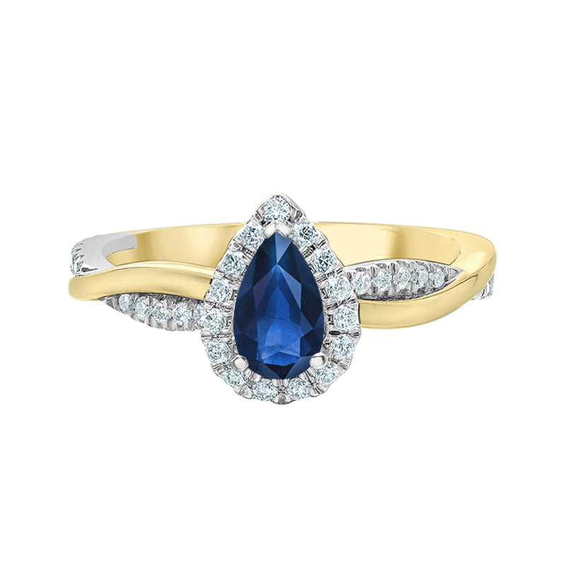Pear Cut Sapphire & Diamond Halo Ring