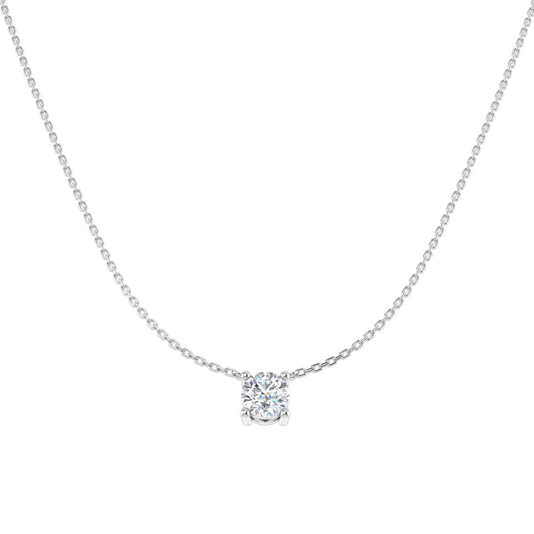 White Gold Round Brilliant Cut Diamond Pendant 1ct