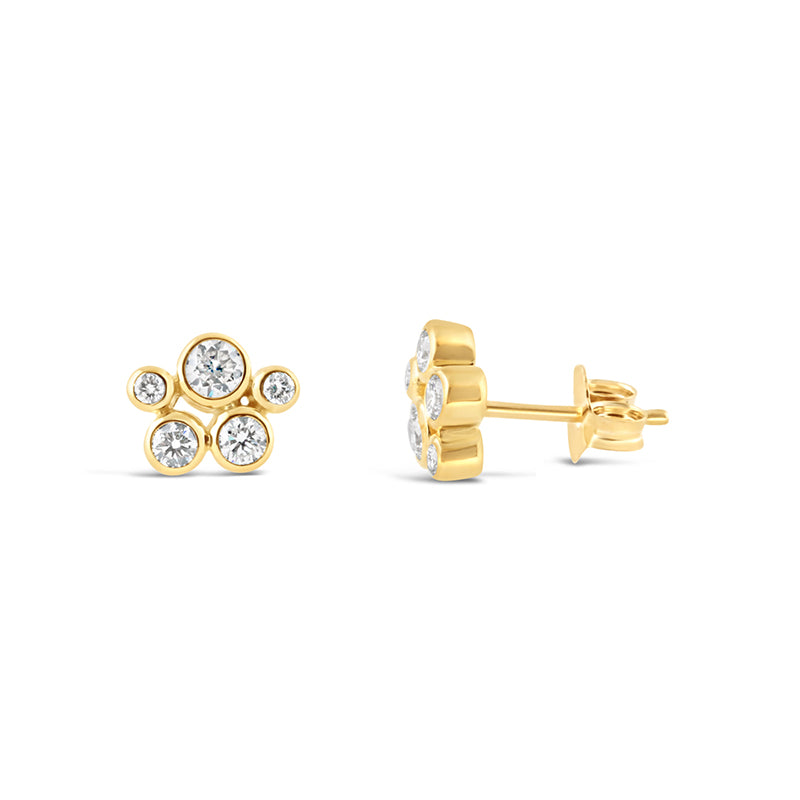 Bezel Set Cluster Stud Earrings 0.50ct