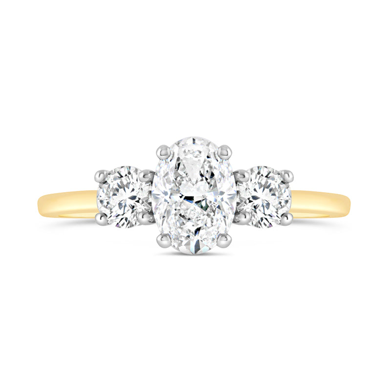 Oval & Round Brilliant Three Stone Diamond Trilogy Ring 1.40ct