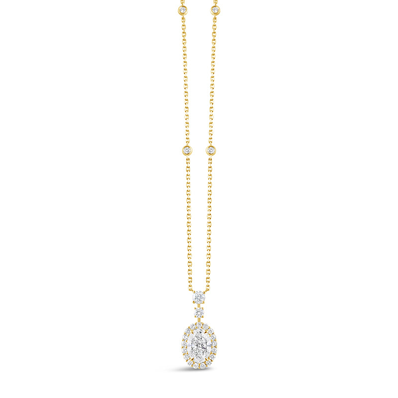 Oval Diamond Halo Drop Pendant 2.88ct