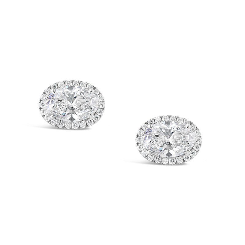 Oval Diamond Halo Stud Earrings 4.49ct