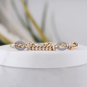 Two Tone Curb & Oval Chain Link Bracelet