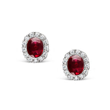 Load image into Gallery viewer, Favero Burmese Ruby &amp; Diamond Halo Earring