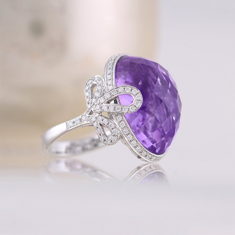 Oval Amethyst & Diamond Ring