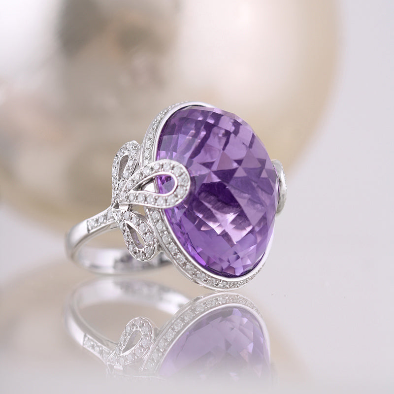 Oval Amethyst & Diamond Ring