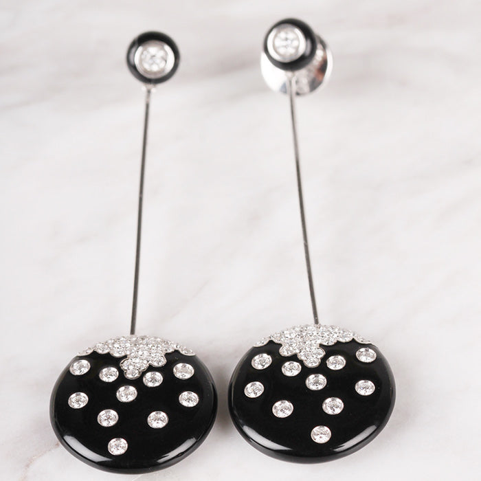 Damiani Diamond & Onyx Drop Earrings