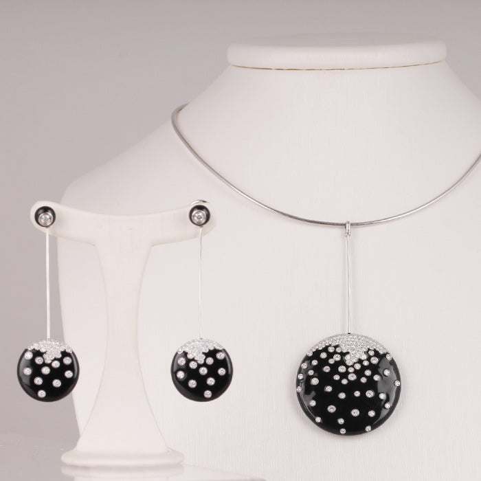 Damiani Diamond & Onyx Drop Earrings