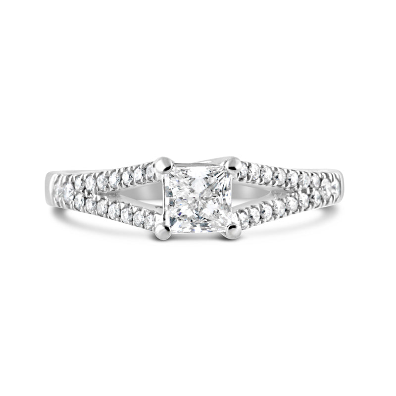Princess Cut Split Diamond Set Shoulders Engagement Ring 0.68ct