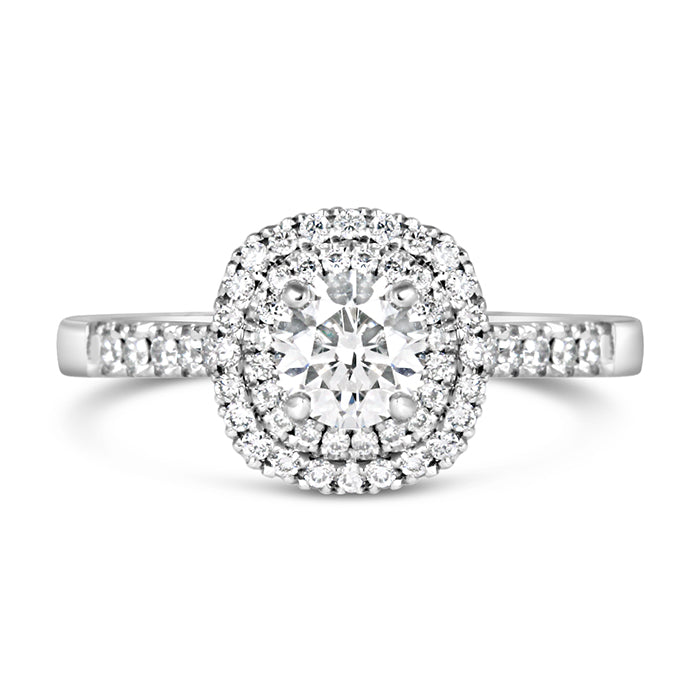 Round Brilliant Cushion Halo Engagement Ring 0.80ct