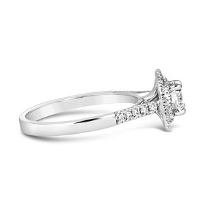 Round Brilliant Cushion Halo Engagement Ring 1ct - Laboratory Grown Diamond