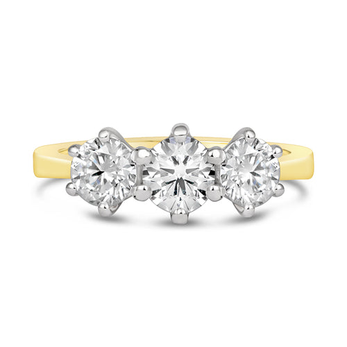 Round Brilliant Three Sone Engagement Ring 1.40ct- Laboratory Grown Diamonds