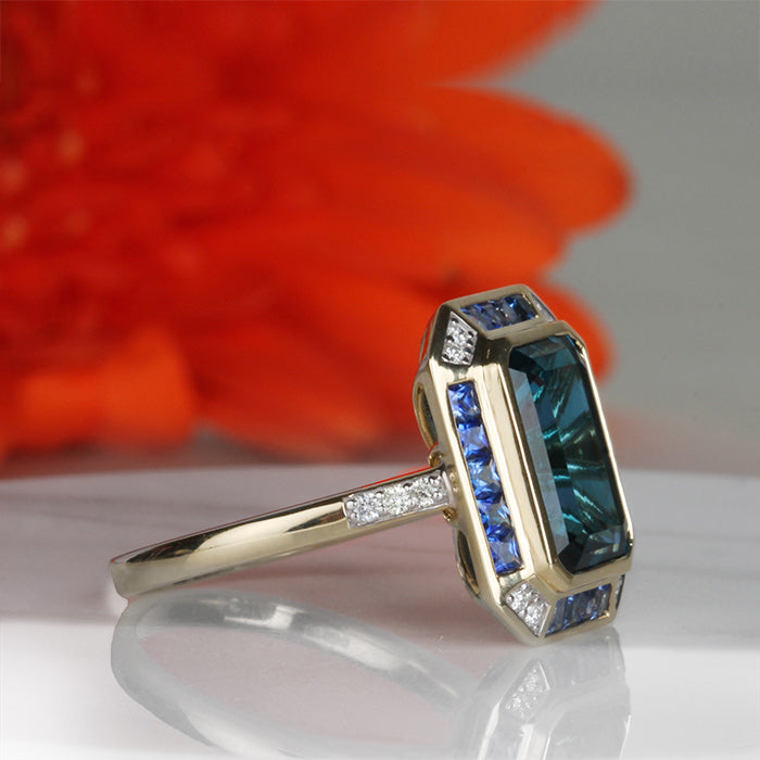 Rocks London Blue Topaz, Sapphire & Diamond Ring