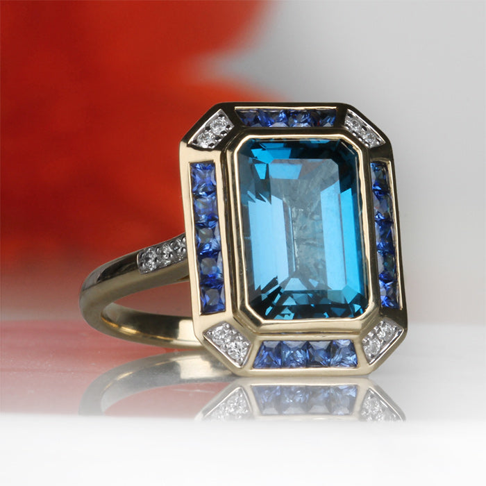 Rocks London Blue Topaz, Sapphire & Diamond Ring