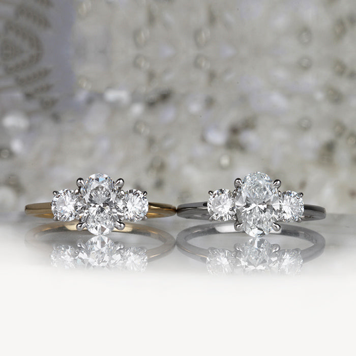 Oval & Round Brilliant Three Stone Engagement Ring 1.50ct - Laboratory Grown Diamonds