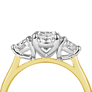 Oval & Trillion Three Stone Engagement Ring 2.12ct