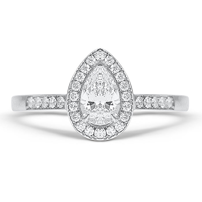 Pear Halo Engagement Ring 0.70ct