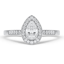Load image into Gallery viewer, Pear Halo Engagement Ring 0.71ct