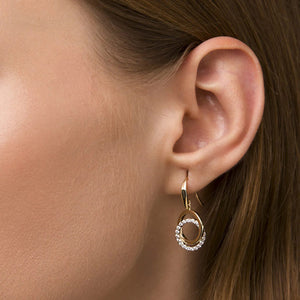 White Stone Double Circle Earrings