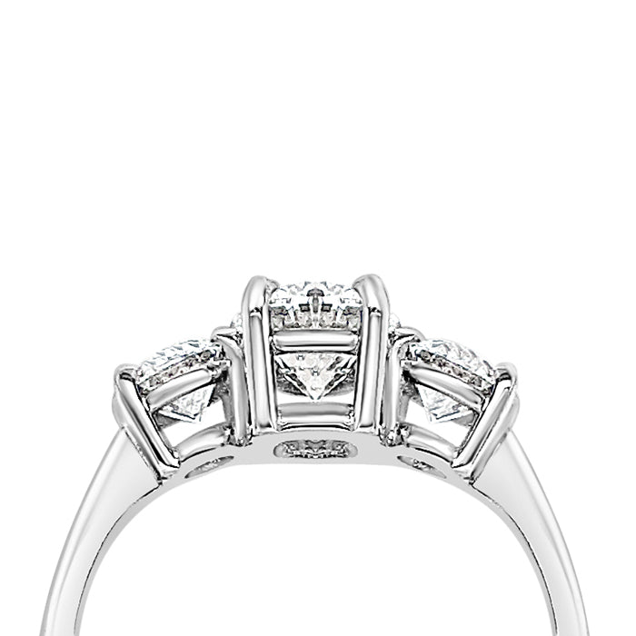 Three Stone Oval & Round Diamond Engagement Ring - 2.30ct