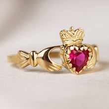 Load image into Gallery viewer, Rocks Ruby Claddagh Ring