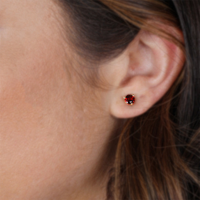 Rocks Garnet Solitaire Stud Earrings