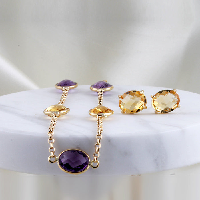 Rocks Citrine & Amethyst Bracelet
