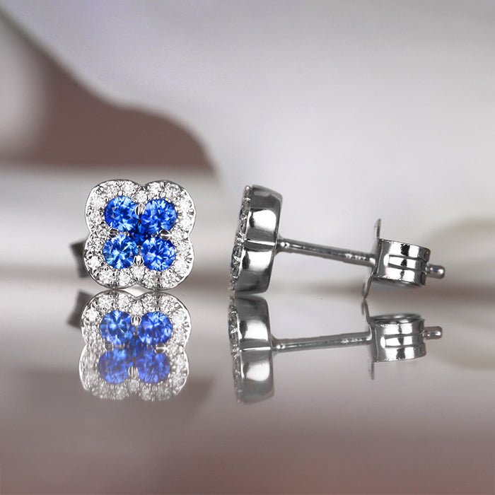 Rocks Sapphire & Diamond Quatrefoil Stud Earrings