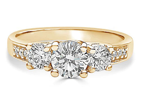 Sasha Three Stone Yellow Gold Engagement Ring