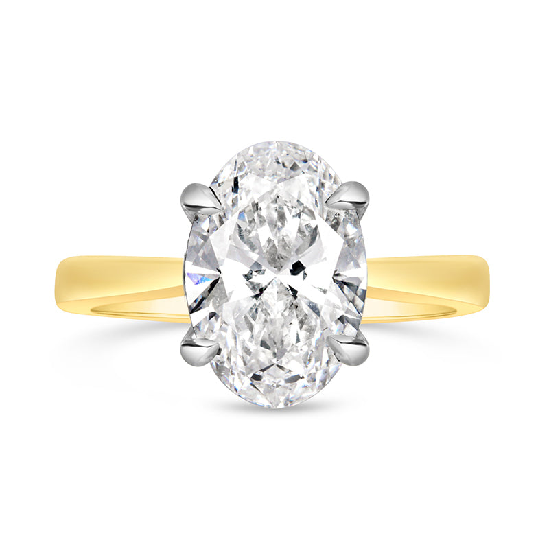 Oval Solitaire Diamond Engagement Ring 4.11ct