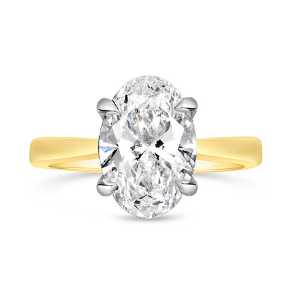 Oval Solitaire Diamond Engagement Ring 4.11ct