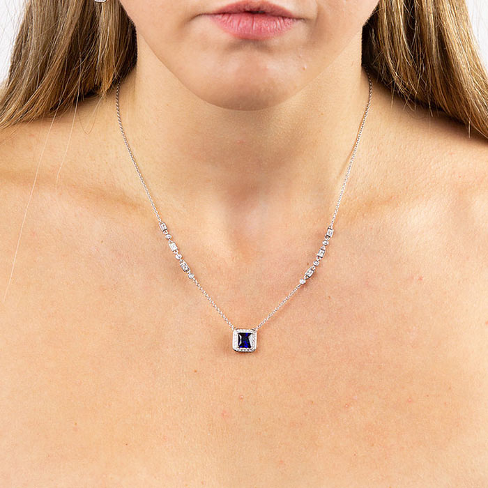 Sapphire Blue Zirconia Necklace