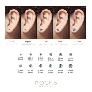 Rocks Diamond Solitaire Stud Earrings - 0.25ct