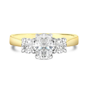 Oval & Round Brilliant Three Stone Engagement Ring 1.63ct - Laboratory Grown Diamonds