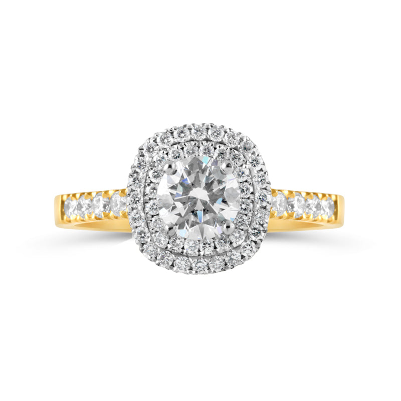 Round Brilliant Cushion Halo Engagement Ring 0.83ct