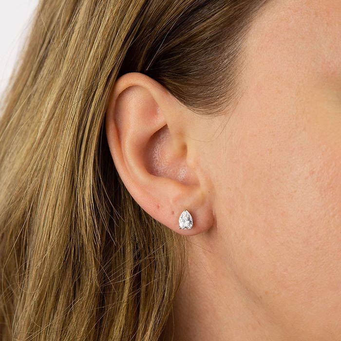 Teardrop Zirconia Stud Earrings