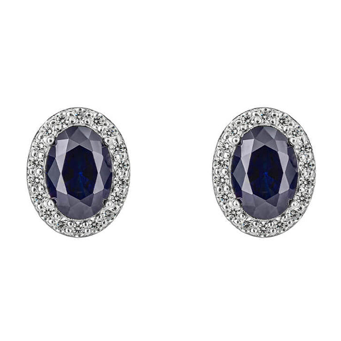 Sapphire Blue Zirconia Halo Stud Earrings