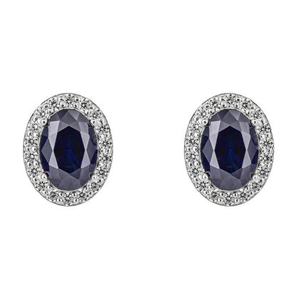 Sapphire Blue Zirconia Halo Stud Earrings