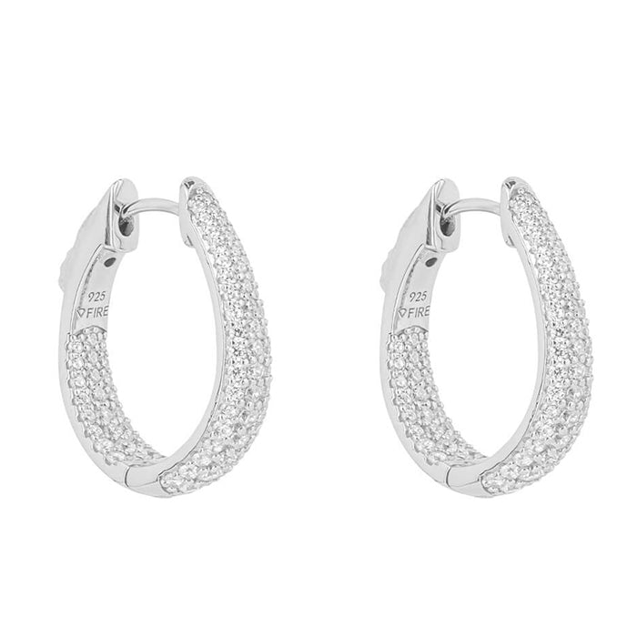 Pave Set Zirconia Hoop Earrings