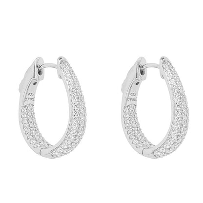 Pave Set Zirconia Hoop Earrings