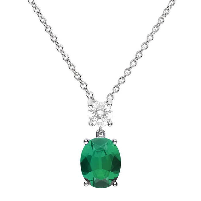 Oval Green Zirconia Drop Pendant