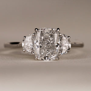 Cushion Cut Three Stone Diamond Engagement Ring - 2.10ct  Laboratory Grown Diamond