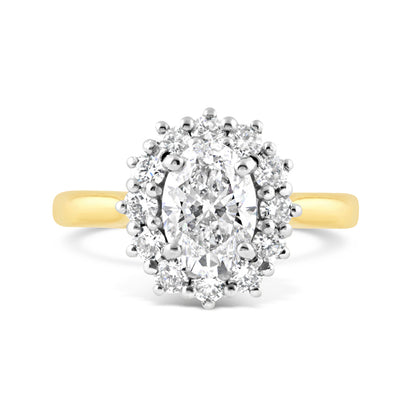 Oval Cluster Diamond Engagement Ring 1.65ct